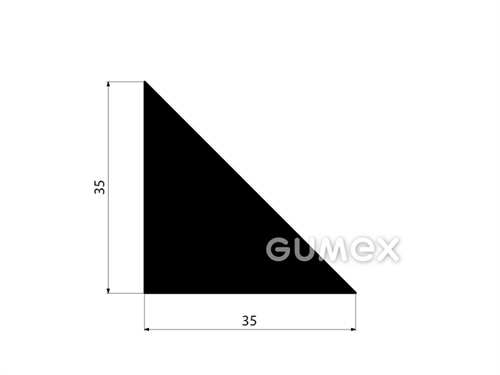 Pryžový profil trojúhelníkový, 35x35mm, 70°ShA, EPDM, -40°C/+100°C, černý